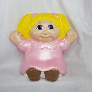 Cabbage Patch Kids Ceramic Figure hand painted Pink Blonde Girl 7.5 inches Tall